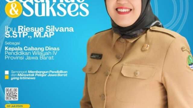 Selamat dan sukses atas pelantikan Ibu Riesye Silvana, S.STP., M.AP. Sebagai Kepala Cabang Dinas Pendidikan Wilayah IV Jawa Barat.